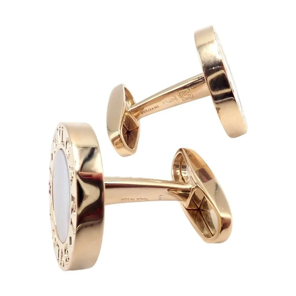 Authentic! Bvlgari Bulgari 18k Yellow Gold Multicenter Cufflink Kit Set
